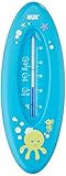 NUK Badethermometer für sicheres Baden, natürliche Messflüssigkeit aus Rapsöl, Made in Germany, 1 Stück, blau