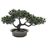 AIVORIUY Bonsai Baum Künstlich Gefälschte Pflanzen Dekoration Zimmerpflanzen in Töpfen Japanische Kiefer Kunststoff Pflanzen 19 cm Hoch für die Hauptdekoration als Desktop Display Zen Dekoration