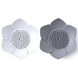 Japanische Blumen-Seifenschale aus Silikon - Packung mit 2 Seifenhaltern (weiß & grau)