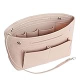 HyFanStr Taschenorganizer Filz Bag in Bag Tasche Organizer, Innentaschen Handtaschen Organizer für Handtasche mit Griffen und Schlüsselkette, Bag Organizer Beige Groß