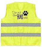 Hundesport Warnweste | Der mit dem Hund geht | Gelb | Brust- und Rückendruck | Größe L/XL