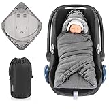 Zamboo Einschlagdecke für Babyschale und Kinderwagen - praktische Alternative zum Baby Winter-Fußsack, weiches und wattiertes Thermo Fleece - Grau (Basic)