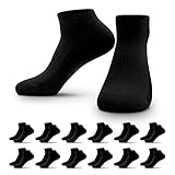 QINCAO 12 paar socken herren Sneaker socken damen sportsocken baumwollsocken kurzsocken Unisex schwarz (35-38)