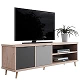 Newfurn TV Lowboard Grau Eiche Hirnholz TV Schrank Modern Vintage - 160x51x40 cm (BxHxT) - Fernsehtisch TV Board Rack - [Conni.Seven] Wohnzimmer