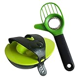 Avocado Schneider & Frischhalte Set von Heych : 1 multifunktionaler Avocadoschneider/Cutter/Slicer und 1 Avocado Frischhalter/Aufbewahrungsbox/Behälter/Hugger