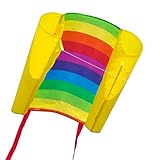 CIM Einleiner-Drachen - Beach Kite Rainbow - Einleiner Flugdrachen für Kinder ab 6 Jahren - Abmessung: 74x47cm - inkl. 40m Drachenschnur und Streifenschwänze