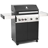 TAINO BLACK 4+1 Gasgrill 4 Brenner mit Seitenbrenner und Keramik Sear-Burner Seitenkocher Matt Schwarz