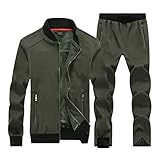 ZYZMH Sportanzug Männer Trainingsanzug Herbst Winter Neue Langarm Jacke Elastische Taille Pants Zweiteiler Set Laufen Set (Color : A, Size : 5XL Code)