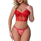 Sexy Dessous Lingerie Frauen Sexy verstellbare Schultergurte Sling Lace Split Sexy Dessous Dessous Vintage (A, L)