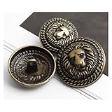 Tbkoly 10 Teile/los 15/20/25mm Mode Vintage Mantel Jacke Knöpfe DIY Nähmaterial Nähen Zubehör Schwarz Metallknöpfe for Kleidung (Color : Lion Bronze, Size : 20mm10pcs)