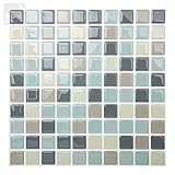 Tic Tac Tiles 25cm x 25cm 10 stück 3D selbstklebende Fliesenaufkleber Mosaik Wandfliesen Küche Spritzschutz Badezimmer - Mosaik Minze Grau