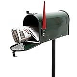 WilTec US Mailbox Briefkasten Amerikanisches Design grün mit passendem Standfuß