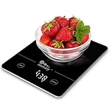 himaly Digitale Küchenwaage 5kg/1g, Digitalwaage Briefwaage mit Tara-Funktion, Sensor-Touch,gro?em LED-Display, Auto-Off, elektronische Waage für Nahrungsmittel, Backen, Kochen