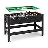 Klarfit Spin 2-in-1 Multifunktionstisch, Billardtisch 105 x 58 cm / grüne Bespannung, Tischkicker inklusive Spielzubehör, Spin-Funktion: drehbarer Tischl, schwarz