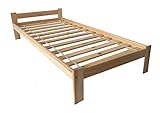 Holzbett Einzelbett 90x200 Bett Natur Massive Füße Einzelbett Bettgestell mit Lattenrost/Rollrost