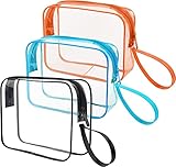 CGBE Durchsichtige Kosmetiktasche 3 Stück Make-up Tasche Handtasche Kosmetikbeutel Kulturbeutel Kulturtasche Transparent mit Reißverschluss für Reise Toilettenartikel Frauen Männer