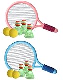 Kinder Federballset Kids,Kinder Tennisschläger mit Tragetasche,4 Soft Trainingsbälle und 6 Badminton Birdies Kinder Tennisschläger,Tennisschläger Geschenkset für Kinder Outdoor Indoor Sport