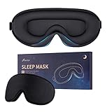 Schlafmaske Augenmaske für Frauen Herren Seide weicher Schaumstoff komfortable Schlafbrille Augenabdeckung Augenbinde in der Nacht Block Out Licht für Reisen Yoga Nap, schwarz