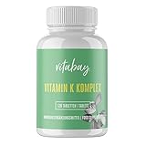 Vitabay Vitamin K Komplex 2200 µg • 120 vegane Tabletten • Vitamin K1 + Vitamin K2 (1.000 mcg MK4 + 200 mcg MK7) • Bioverfügbar • Made in Germany