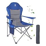 EVER ADVANCED Luxus Campingstuhl Faltbar 150 KG Belastbar Ultragroß mit Hochlehner Bequem Gepolster Klappstuhl Camp Garten Balkon Strand Camping Stuhl Sessel Gartenstuhl Anglerstuhl Regiestuhl Blau