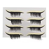 4 Paar Eyeliner- und Wimpern-Aufkleber-Set, Selbstklebend, Wasserdicht, Wiederverwendbar, Einfach zu Tragen, Falsche Wimpern-Aufkleber (Gold)