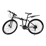 Mountainbike Fahrrad, 26 Zoll Fahrräder 21 Gang Einstellbare Höhe Berg Stadt Bike mit Scheibenbremse Folding Bicycle für Damen und Herren (Schwarz und weiß)