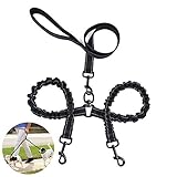 Doppelleine Hundeleine FüR 2 Hunde Trainingsleine Hund Verstellbar Hundeleine Elastisch Reflektierende Nylon Hundeleine Zum Gehen Trainieren Joggen FüR Kleine MittelgroßE Und GroßE Hunde Schwarz