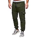 LUNULE Herren Cargohose Lange Patchwork Chinohose Modisch Falten Tactical Hose mit Taschen für Männer Jogging Gym Fitness Jogginghose mit Drawstrings Herren Outdoor Freizeit Fitnesshose Sweatpants