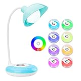 Mafiti Schreibtischlampe Kinder, Tischlampe LED, 20 LED Dimmbare Nachttischlampe mit Touch Control, 3 Helligkeitsstufen und RGB 256 Farblicht für Lesen, Studieren, Arbeit [Energieklasse A]