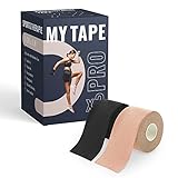 TK-Sports Kinesiotapes 5cm x 5m - Wasserfest & Elastisch - Kinesiologie Tape Set in versch. Farben - Kinesiotape, Physio Tape (2er Set, Beige & Schwarz)