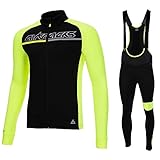 Airtracks Thermo Radtrikot Set Pro Team: Thermo Fahrradhose Pro Team + Fahrradtrikot Pro Team - schwarz-neon - L