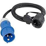 as - Schwabe CEE-Adapterleitung Caravan 1,5 m, 250 V CEE-Stecker und Schutzkontaktkupplung, Wohnmobil Zubehör, 3-polige Leitung, IP44, Made in Germany, Blau, 60488