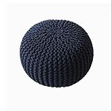 Rundgestrickter Ottoman-Hocker, gestrickter Sitzsack, Bodenstuhl, geflochtene Baumwolle, ideal für das Wohnzimmer, Schlafzimmer und Kinderzimmer, 25 Farben (Color : Blue-A, Size : 35x35x25cm