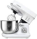 Vertikaler Mixer, Standmixer, Kuchenmixer mit Ständer, Küchenmixer mit 5,5-l-Rührschüssel, für Zuhause, Küche, Kochen, Backen, Moderne Küchendekorationen (weiß)