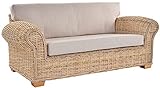 Rattansofa Chester Lounge Liegesofa Wohnzimmer Couch Natur Rattan Sofa mit Polster Rattanmöbel (2-Sitzer, Natur Hell)