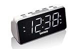 Lenco Radio-Wecker CR-18 Uhrenradio mit riesigem LED-Display (4,6 cm), dimmbar, 2 Weckzeiten (PLL UKW, USB-Lader, Dual-Alarm), weiß