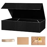 Extra Große Geschenkbox, 43 x 25,5 x 10cm, Schwarz Große Magnetische Dekorative Box für Geburtstag, Weihnachten