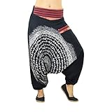 virblatt - Haremshose Damen XXL | 100% Baumwolle | Aladinhose Damen Goa Hose Pumphose Hippie Sommerhose Damen XXL - Nirvana XXL schwarz