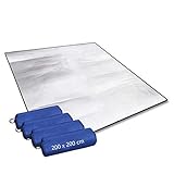 Aehma Alu Isomatte Schaummatten 200x200 cm Isoliermatte Isolierdecke Faltbare Zeltmatte Bodenmatte Thermomatte Schlafmatte für Camping Matte aus Aluminiumfolie, Ultraleicht