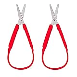 2 Pack Schlaufenschere YUTOU Grip Scissors Einfach zu Greifen Bastelschere Selbst Öffnung Schlaufen Schere für Kinder Jugendliche und Erwachsene für besondere Bedürfnisse(Rot)