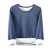 Lange Pullover Damen Damen Casual Solid Shirt Dickes Fleece Sweatshirt Winter Rundhals Warm Soft Fashion Unterwäsche Top Damen Winter Hoodie