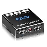 HDMI Splitter 1 in 2 Out 4K 60Hz 1080P 120Hz 4:4:4 HDR D-olby Vision D-olby Atmos Scaler 4K 1080P, Firmware Upgrade HDCP2.2, Scaler EDID Switch, USB Power