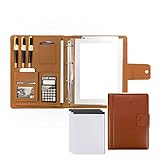 A4 Portfolio Padfolio Organizer Ordner Konferenzmappe Aus PU-Leder 4 Ringbuch Aktenmappe Klemmbrett A4 Schreibmappe For Business Meeting Büro Schule ( Color : Brown A , Size : 12-digit calculator )