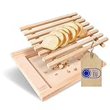 Creative Home Brotschneidebrett mit Krümelfang aus Buche-Holz | 35,5 x 28,5 x 2 cm | Praktisches Krümelbrett und Platz fürs Messer | Schneidebrett mit Gitter | Perfektes Brot-Brett mit Auffangschale