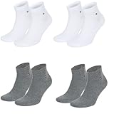 Tommy Hilfiger unisex Quarter Socken Farbkombinationen 4er Pack- Gr. 39-42, 2x Weiß 2x Grau