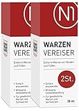 N1 Warzen Vereiser 2x - [für ca. 40 Anwendungen] - Warzen entfernen an Händen und Füßen - Warzenentferner für gewöhnliche Warzen und Dornwarzen - Warzen Vereisung hygienisch und sicher