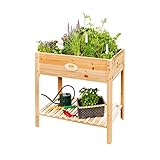 PFLANZENHOLZ® Premium Zedernholz Hochbeet für Balkon und Garten - hochwertiger Pflanzkasten mit Ablage, ideal einsetzbar als Anzuchtbeet oder Kräuterbeet, Maße 100x60x85 cm (gelb)