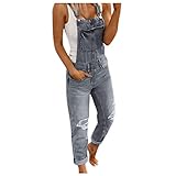 Kanpola Damen Jeans Latzhose Lang LäSsig Latzjeans Overall Loose Fit Blumen Denim Hosen Vintage Boyfriend Jumpsuit TräGerhose