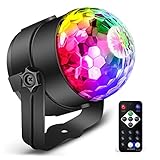 Discokugel LED, Disco Party Lampe mit 7 Beleuchtungsform RGB, 360°Drehbares Discolicht mit Glitzereffekt für Party Kinder-Geburtstag Club Familientreffen 1 PACK(Europäischer Stecker)