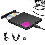 Externes CD DVD Laufwerk, Cocopa Tragbarer Typ-C USB 3.0 Slim CD DVD RW Brenner SD Karte Reader Super Laufwerk Hohe Datenübertragung für Laptop, Desktop Mac, iOS, Windows 10/8/7 / XP/Linux